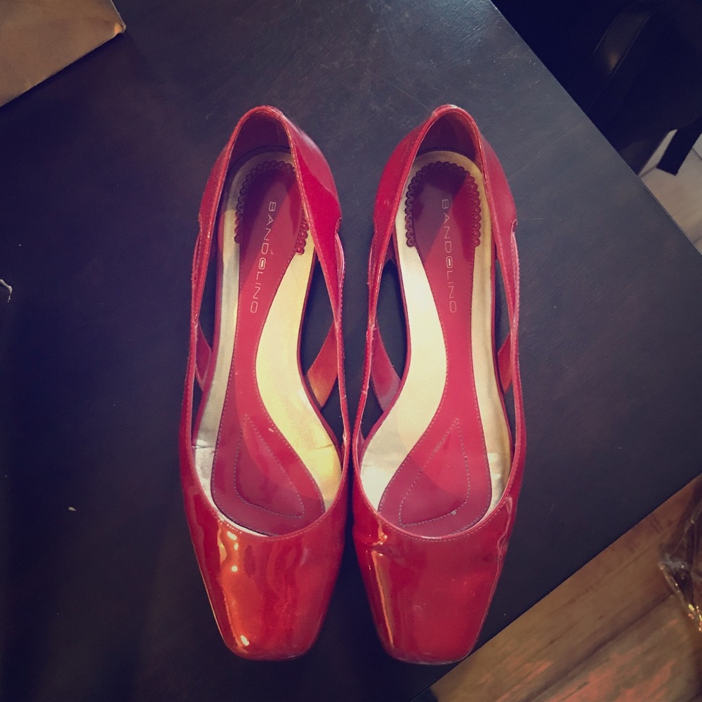 Red patent flats